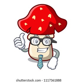 Businessman amanita mushroom character cartoon