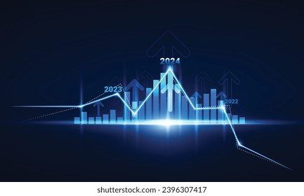 Businessman analysis calculates financial data of growth for long-term investments with digital graph and profitability of companies with positive indicators in 2024 for development to success.