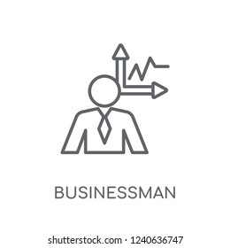 Businessman analysis linear icon. Modern outline Businessman analysis logo concept on white background from Business and analytics collection.