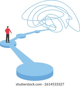 Businessman analyzes problems and chaos stock illustration

