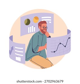 Hombre de negocios que analiza gráficos de datos financieros