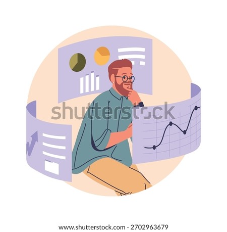Businessman analyzing financial data graphs