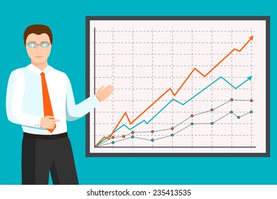 Businessman analyzing financial graphs