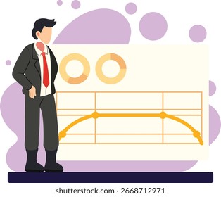 Empresario analizando gráfico de crecimiento para la ilustración de resultados de rendimiento