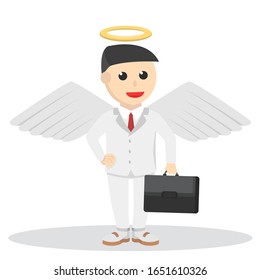 businessman angel carrying the briefcase