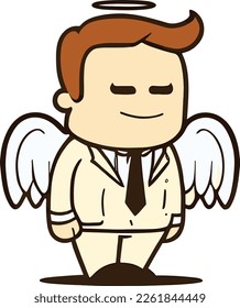 Businessman with angel wings. My shef angel. Concept of human business..