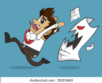 Businessman and angry paper. concept