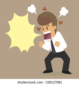 businessman angry, yell crazy. vector