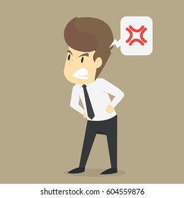 businessman angry, yell crazy. vector