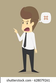 businessman angry, yell crazy. vector