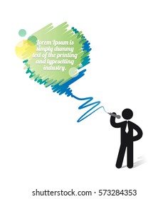 Businessman Announcement Holding Microphone Vector Illustration, Giving Speech, Talking with audience