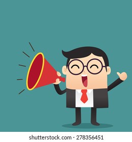 Businessman Announcer Megaphone Stock Vector (Royalty Free) 278356451 ...