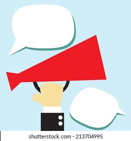 businessman announcing through megaphone 