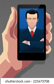 Businessman Application for Smart phone vector illustration.