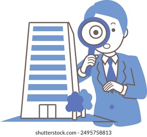 Businessman appraising a corporate building
