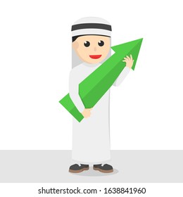 businessman arabian hold up arrow