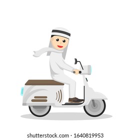 businessman arabian riding a scooter