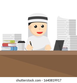 businessman arabian work many tasks
