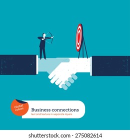 Businessman with arch and target on a handshake. Vector illustration Eps10 file. Global colors. Text and Texture in separate layers. - Shutterstock ID 275082614