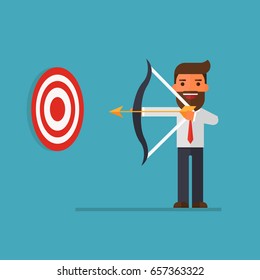 Businessman with archery bow