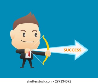 Businessman with archery bow - vector illustration, EPS10