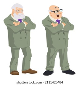 Businessman with arms folded across his chest. Illustration concept for mobile website and internet development.