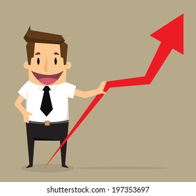businessman with arrow up