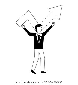 businessman with arrow up avatar character