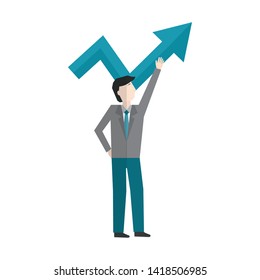 businessman with arrow up avatar character vector illustration design