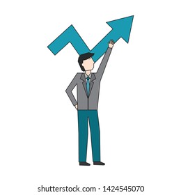 businessman with arrow up avatar character vector illustration design