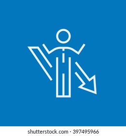 Businessman with arrow down line icon.