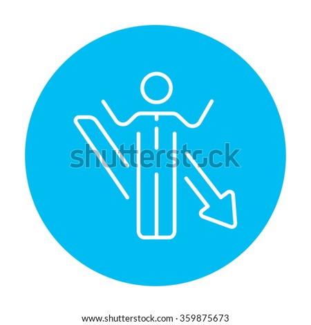 Businessman with arrow down line icon.