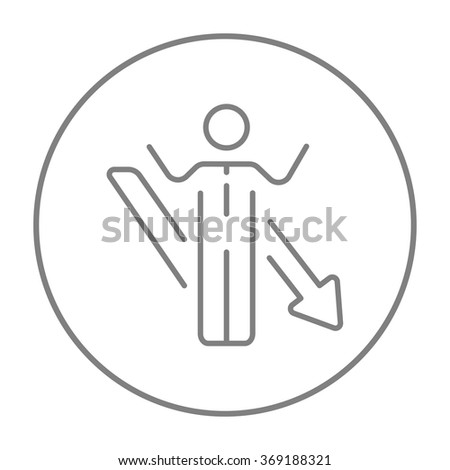 Businessman with arrow down line icon.
