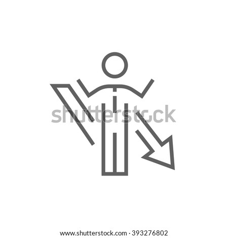 Businessman with arrow down line icon.