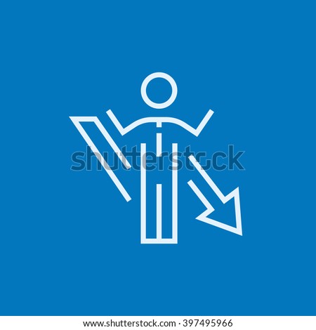 Businessman with arrow down line icon.