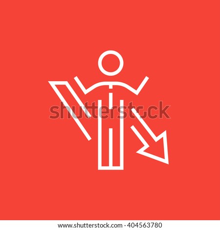 Businessman with arrow down line icon.