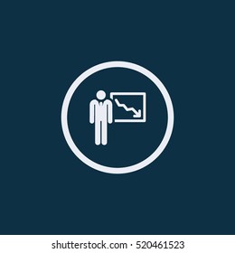 Businessman with arrow down vector icon.
