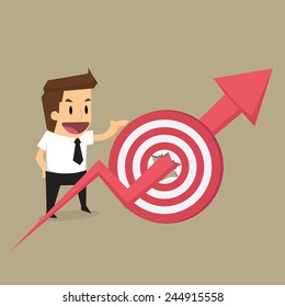 businessman with arrow on through target.vector