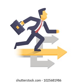 Businessman with arrow way to target. Business concept vector.