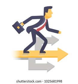 Businessman with arrow way to target. Business concept vector.