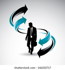 Businessman with arrows