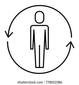 businessman with arrows around solution