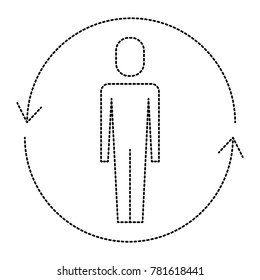 businessman with arrows around solution