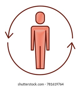 businessman with arrows around solution