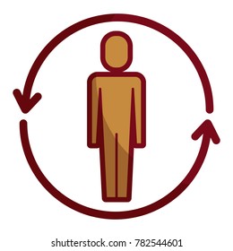 businessman with arrows around solution