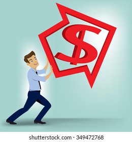 Businessman with arrows dollar.