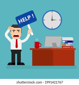 businessman asking for help, illustration vector graphic