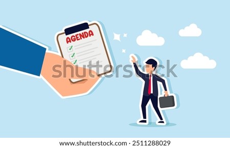A businessman assigned tasks by his personal assistant, Illustration concept of Structured tasks, efficiency, and effectiveness in work