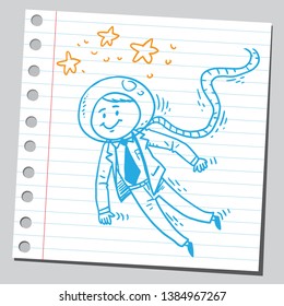 Businessman astronaut floating through the cosmos.