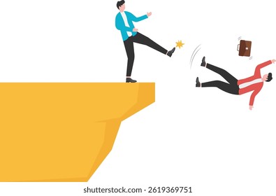 Empresário tentando colocar outro empresário em um abismo. Perfeito para temas de competição cruel,

